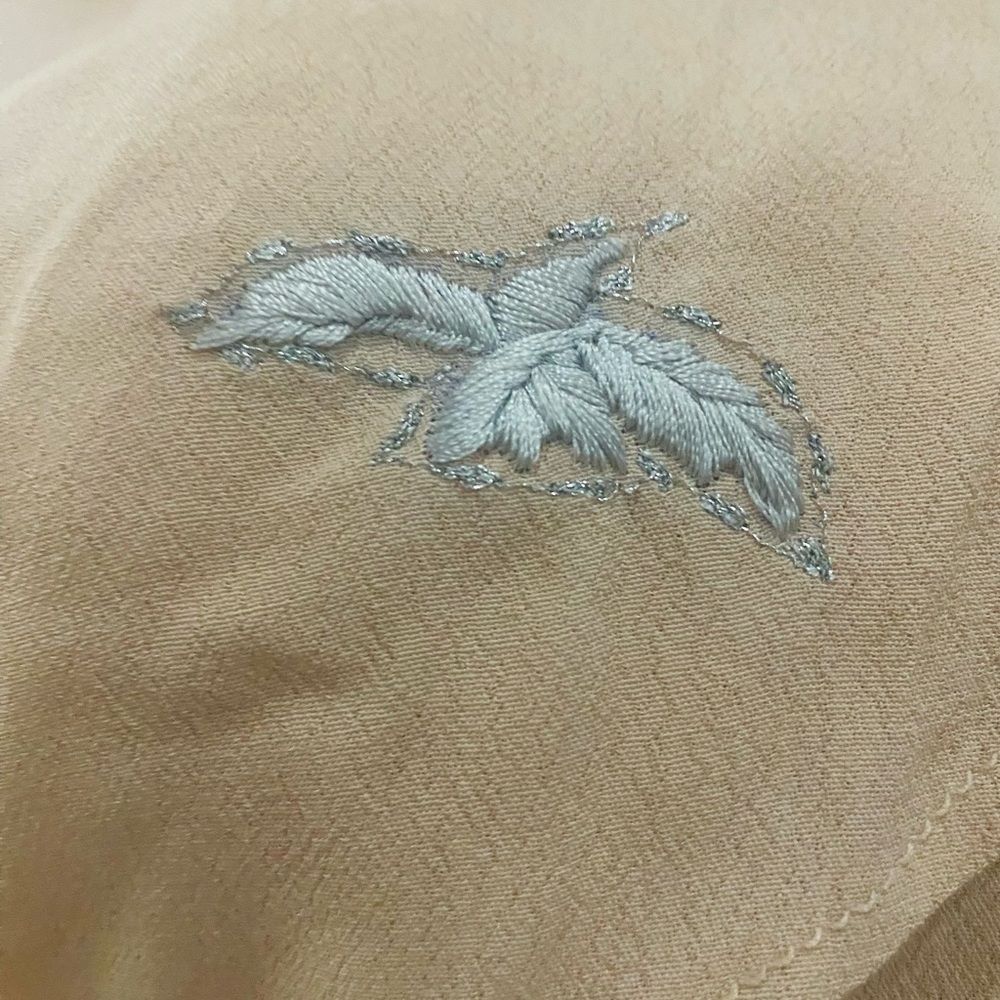 Sheep Brand Indian Elegant Tan Dress with Floral Design Bird Cage Embroidered - Picture 4 of 7